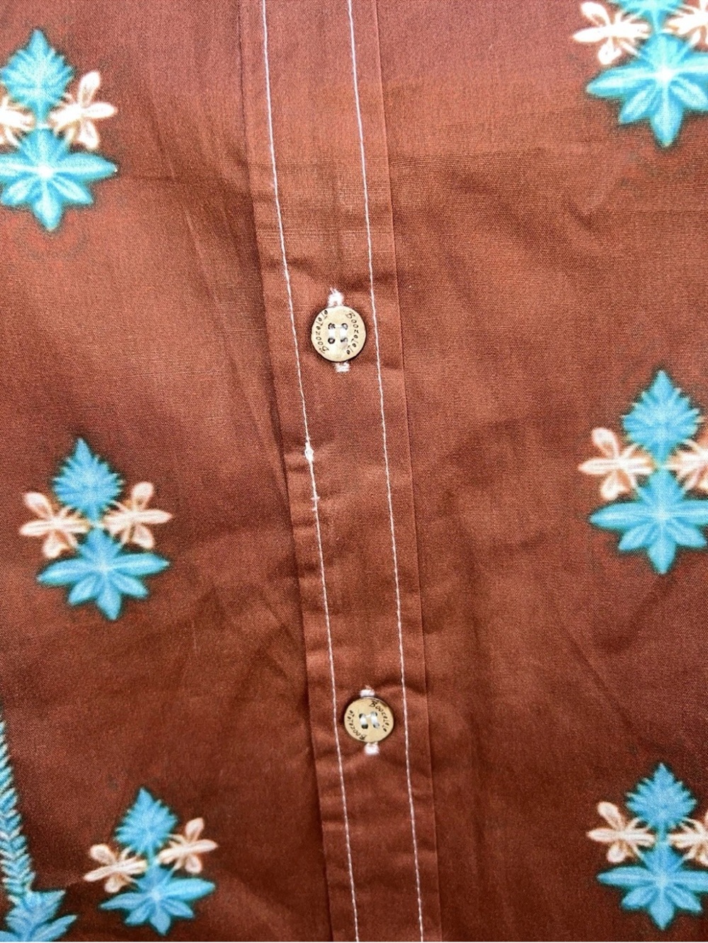 Boozelele Floral Paisley Western Brown Button Down Cotton Shirt XL NWOT - Picture 9 of 12